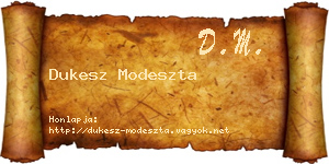 Dukesz Modeszta névjegykártya